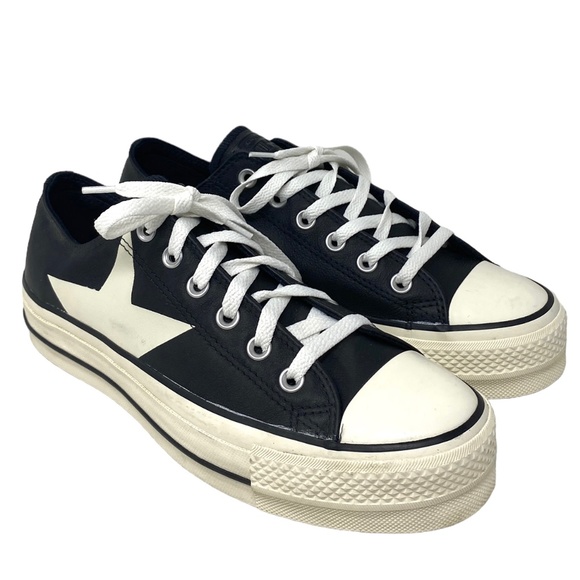 Converse Ctas Lift Platform Leather Shoes Low Momen's Black Custom 568162C-WWB - Picture 2 of 9